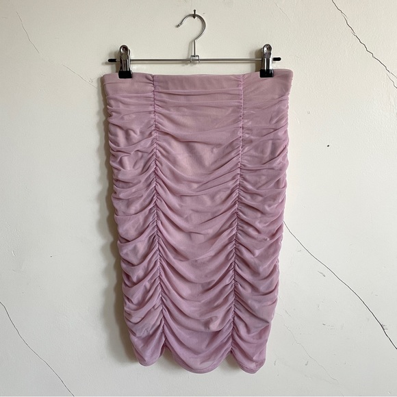 urban outfitters della mauve ruched mesh bodycon skirt medium - Picture 1 of 7